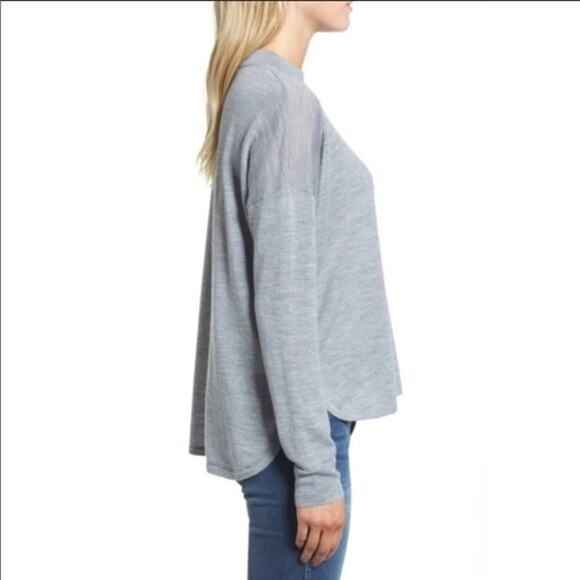 Madewell 2XS Heather Gray Mockneck Boxy Pullover Sweater Merino Wool Hi Low Hem - Picture 10 of 10